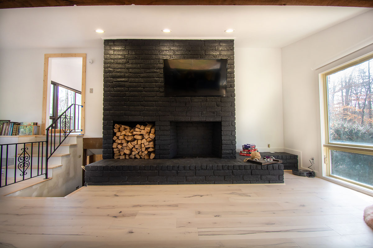 Remodeled Black Painted Fireplace